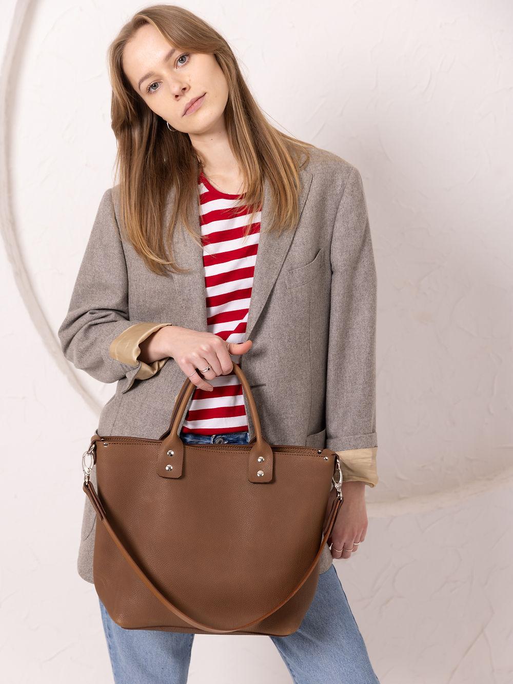 MIGLE Leather Handbag - Cappuccino