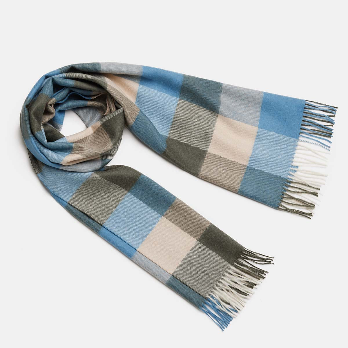 Natural Baby Alpaca Wool Midi Exclusive Check Scarf for Women - ROODS PROJECT