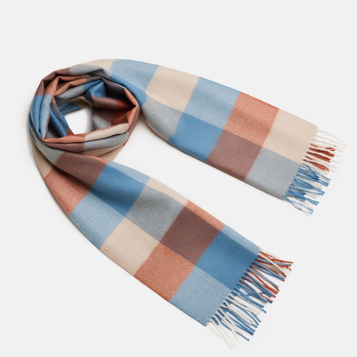 Natural Baby Alpaca Wool Midi Exclusive Check Scarf for Women - ROODS PROJECT