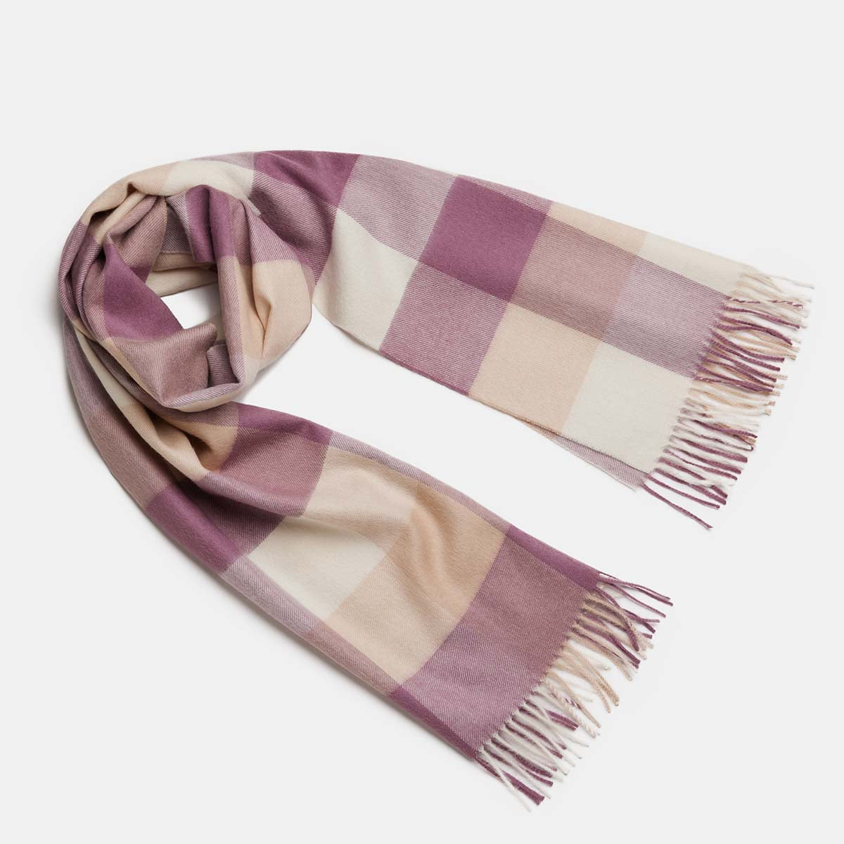 Natural Baby Alpaca Wool Midi Exclusive Check Scarf for Women - ROODS PROJECT