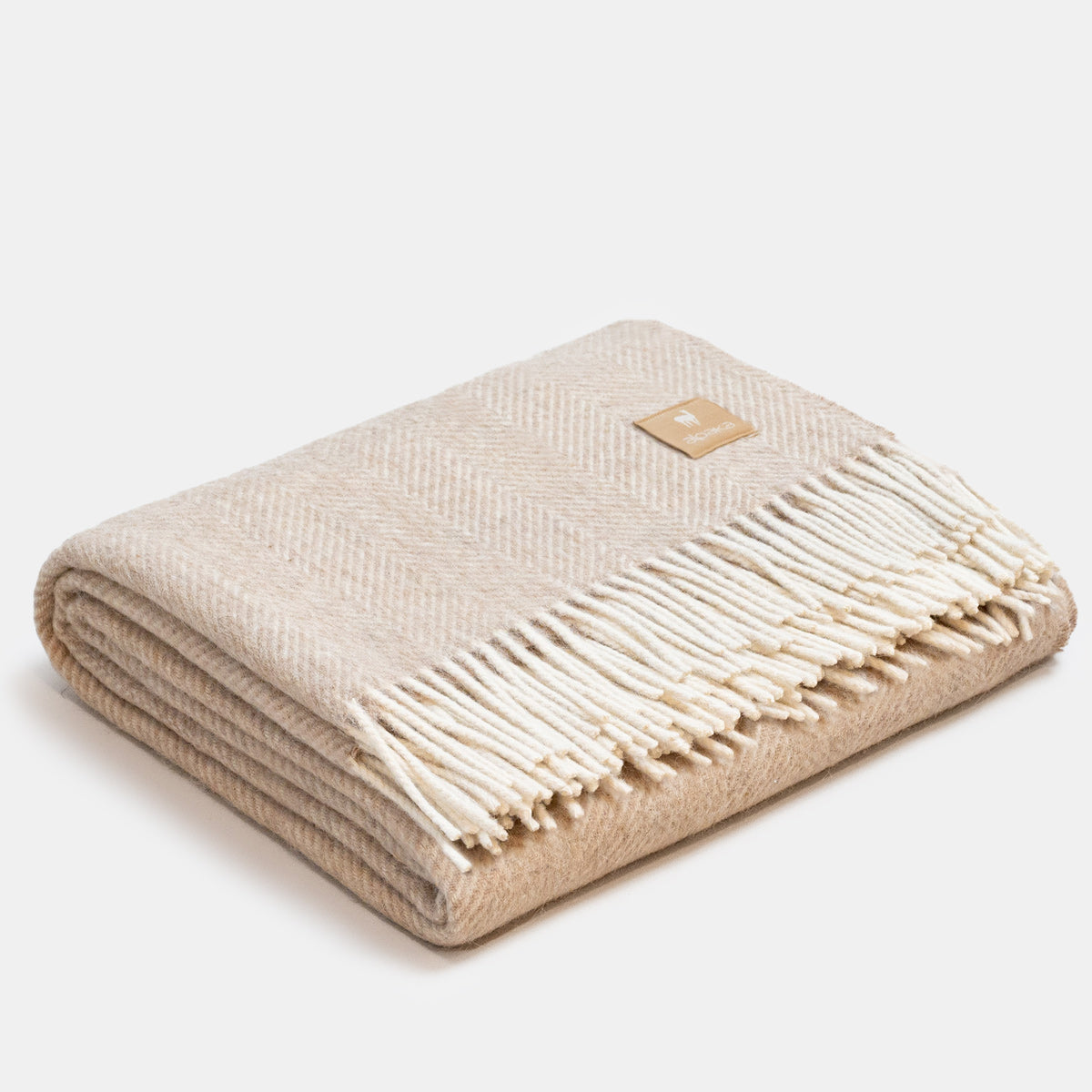 Natural Alpaca Wool Throw - Classic Fishbone - ROODS PROJECT