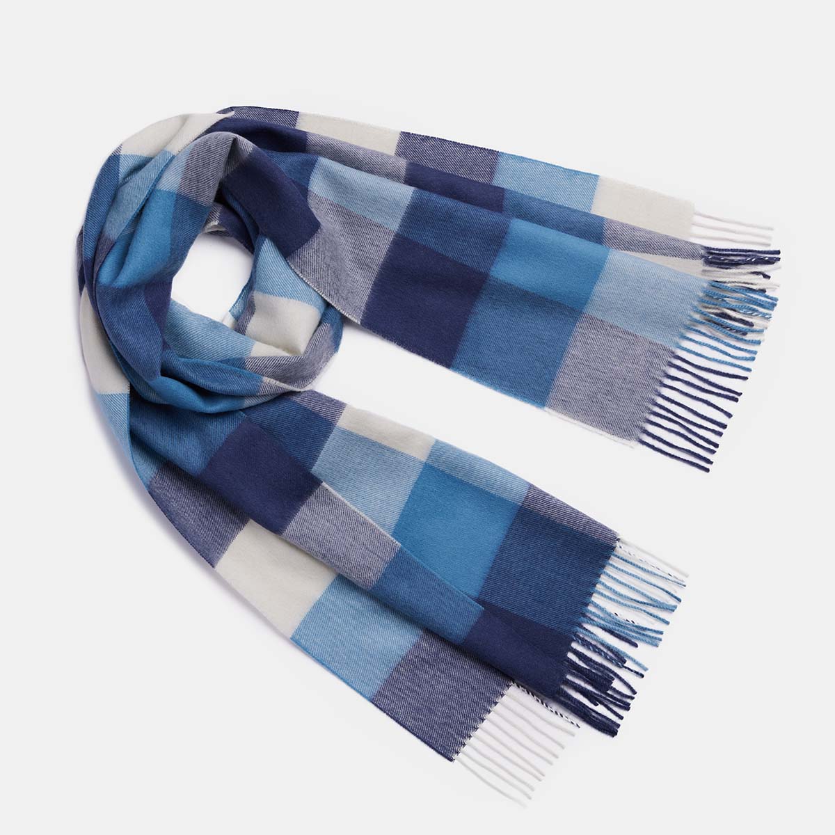 Natural Baby Alpaca Wool Midi Exclusive Check Scarf for Women - ROODS PROJECT