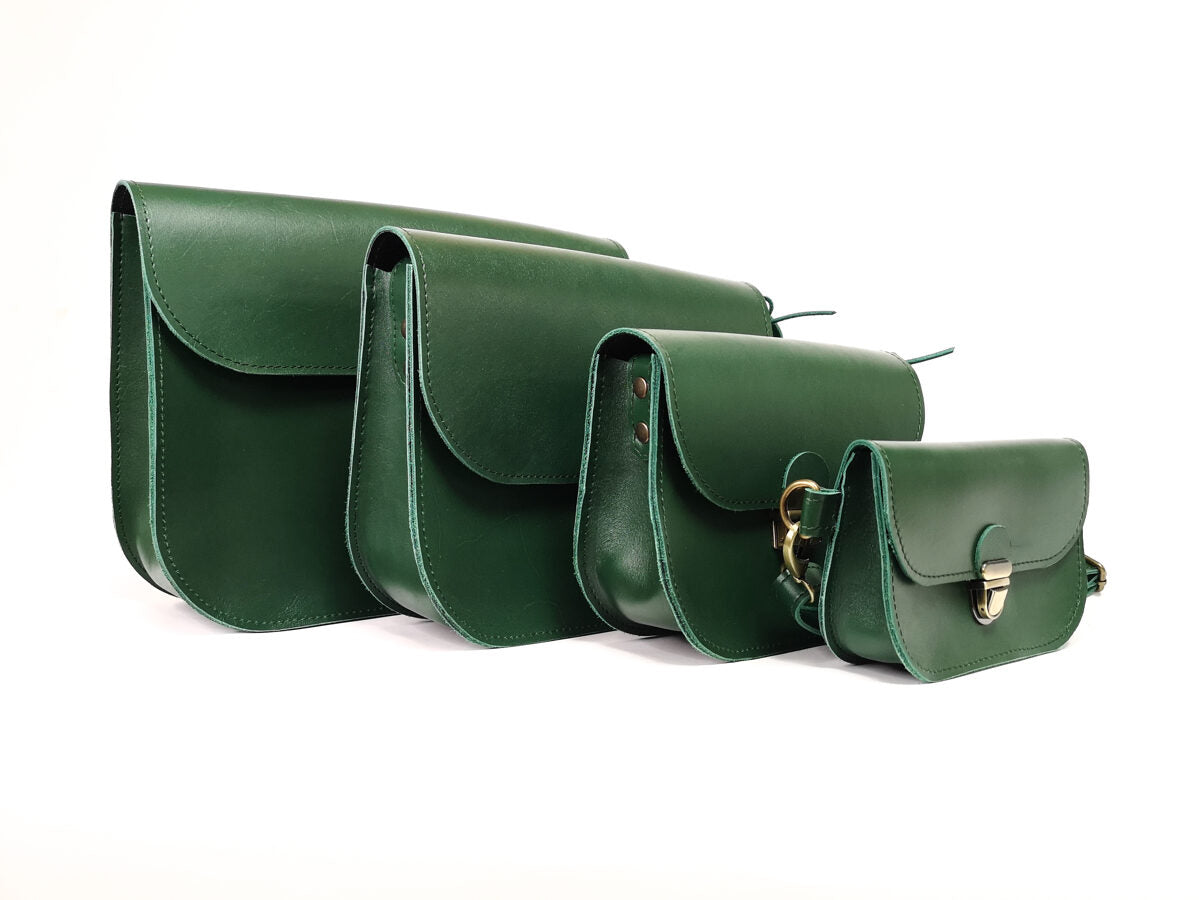 Natural Leather Saddle Bag Medium – Green - ROODS PROJECT