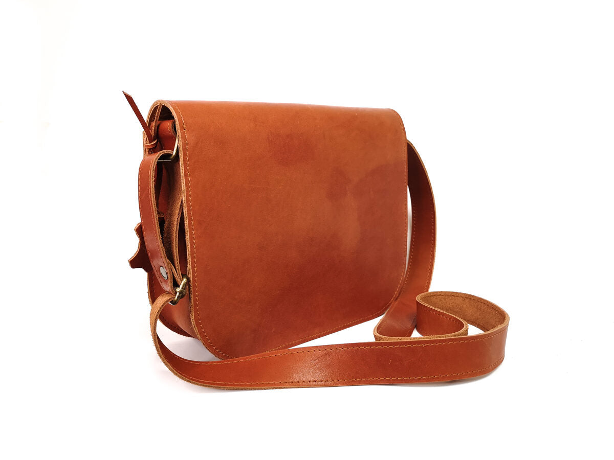 Natural Leather Saddle Bag Large – Light Brown - ROODS PROJECT