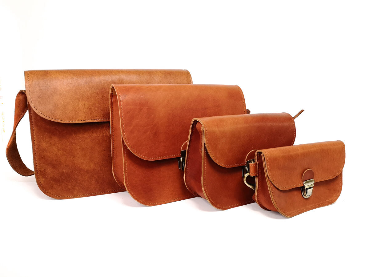 Natural Leather Saddle Bag Medium – Light Brown - ROODS PROJECT