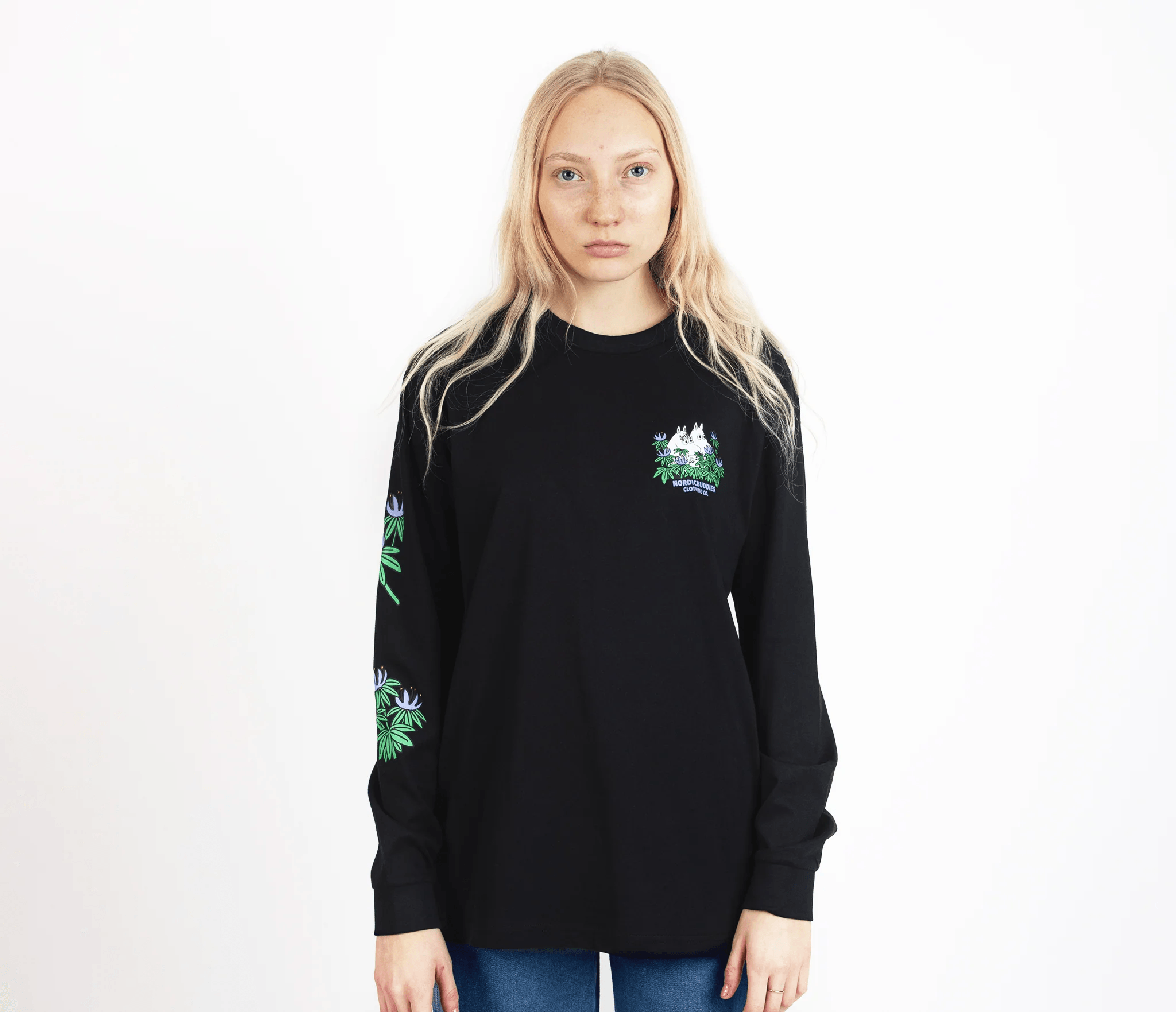 Hide and Seek Longsleeve Shirt With Cuffrib Unisex - Black