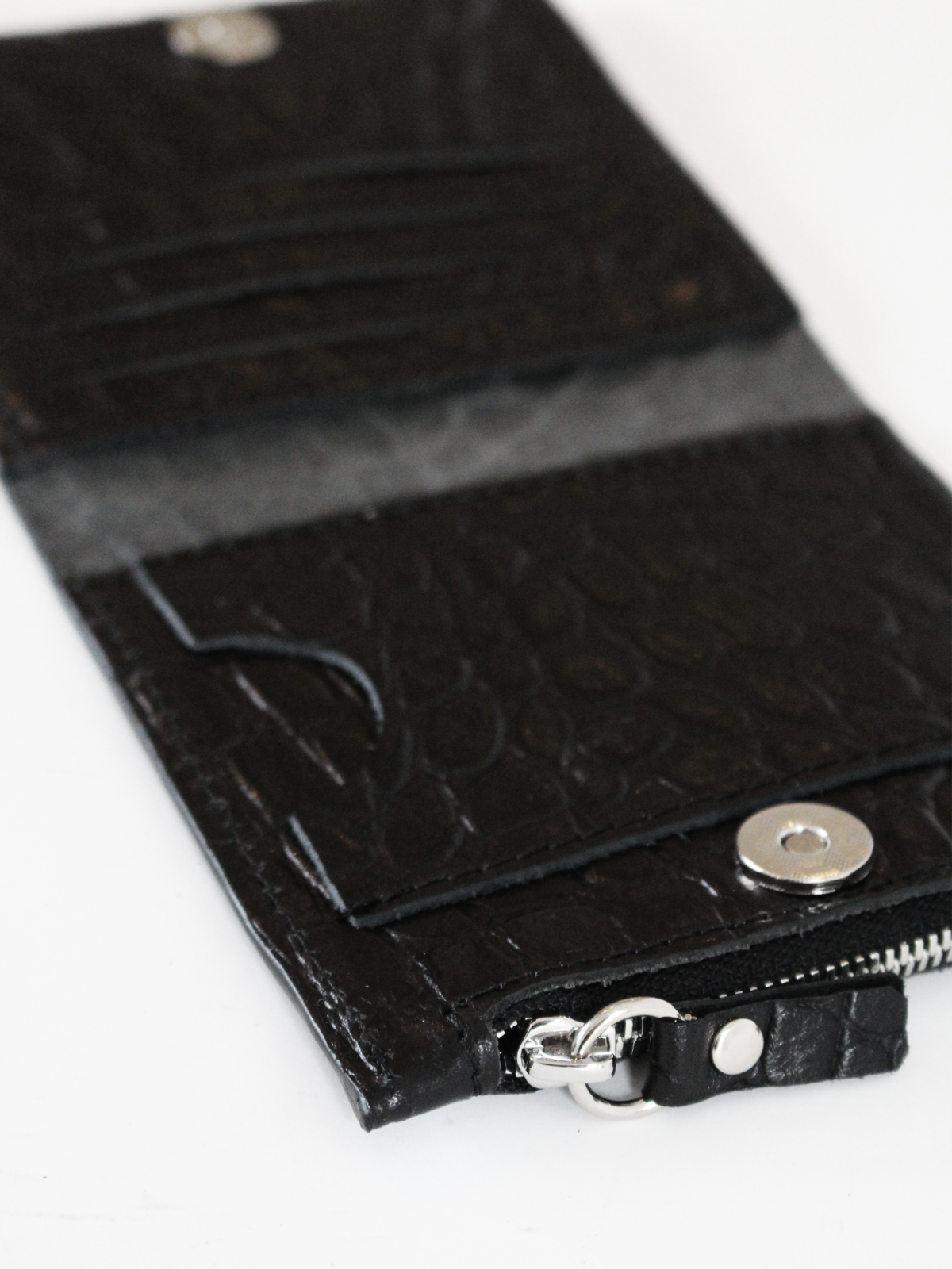 Classic Leather Wallet MINI TAAL - Black Croco - ROODS PROJECT