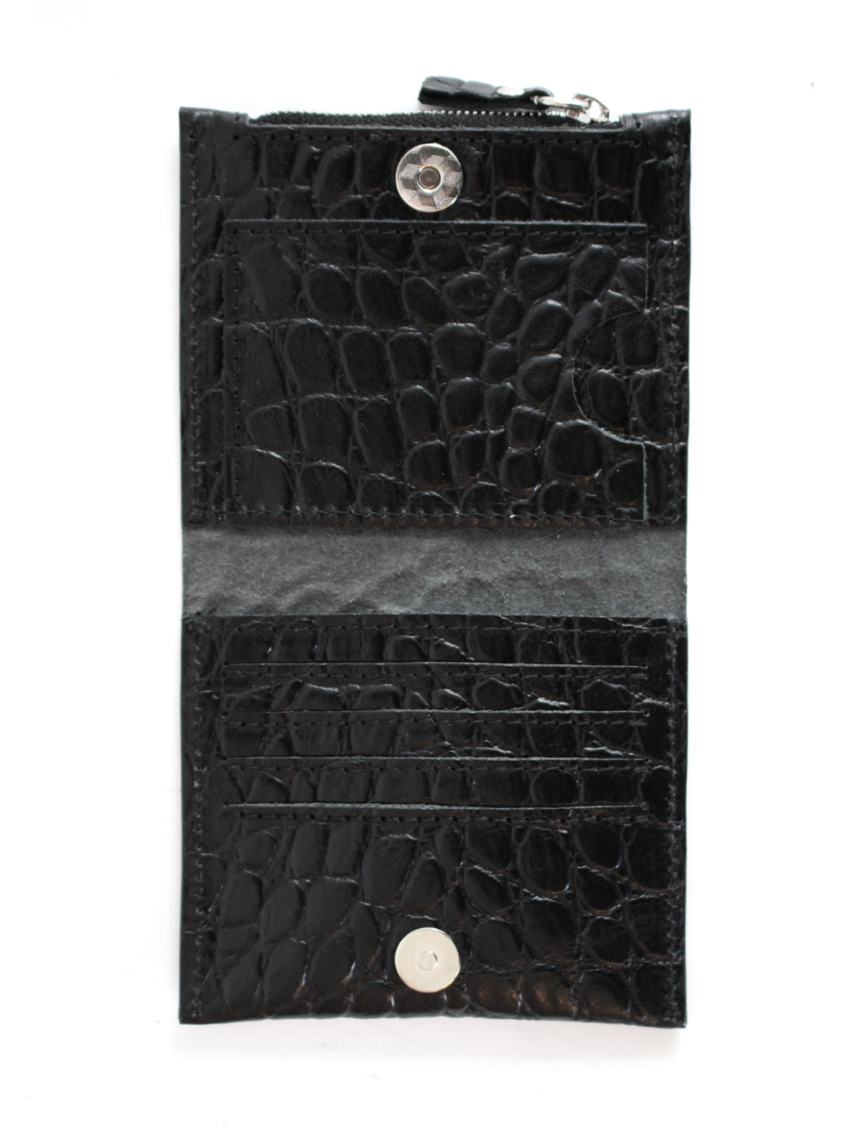 Classic Leather Wallet MINI TAAL - Black Croco - ROODS PROJECT