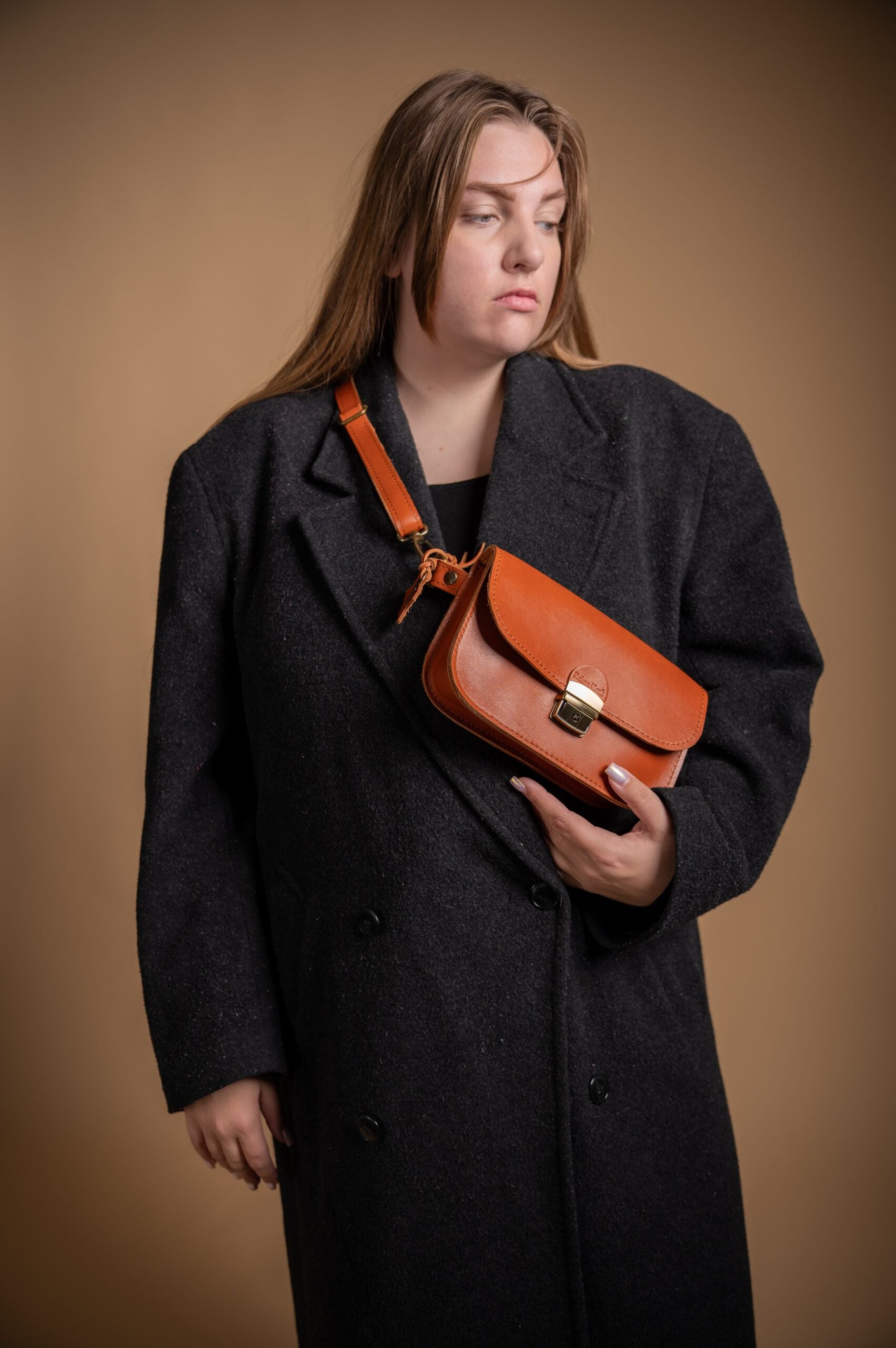 Natural Leather Saddle Bag Mini - Light Brown - ROODS PROJECT