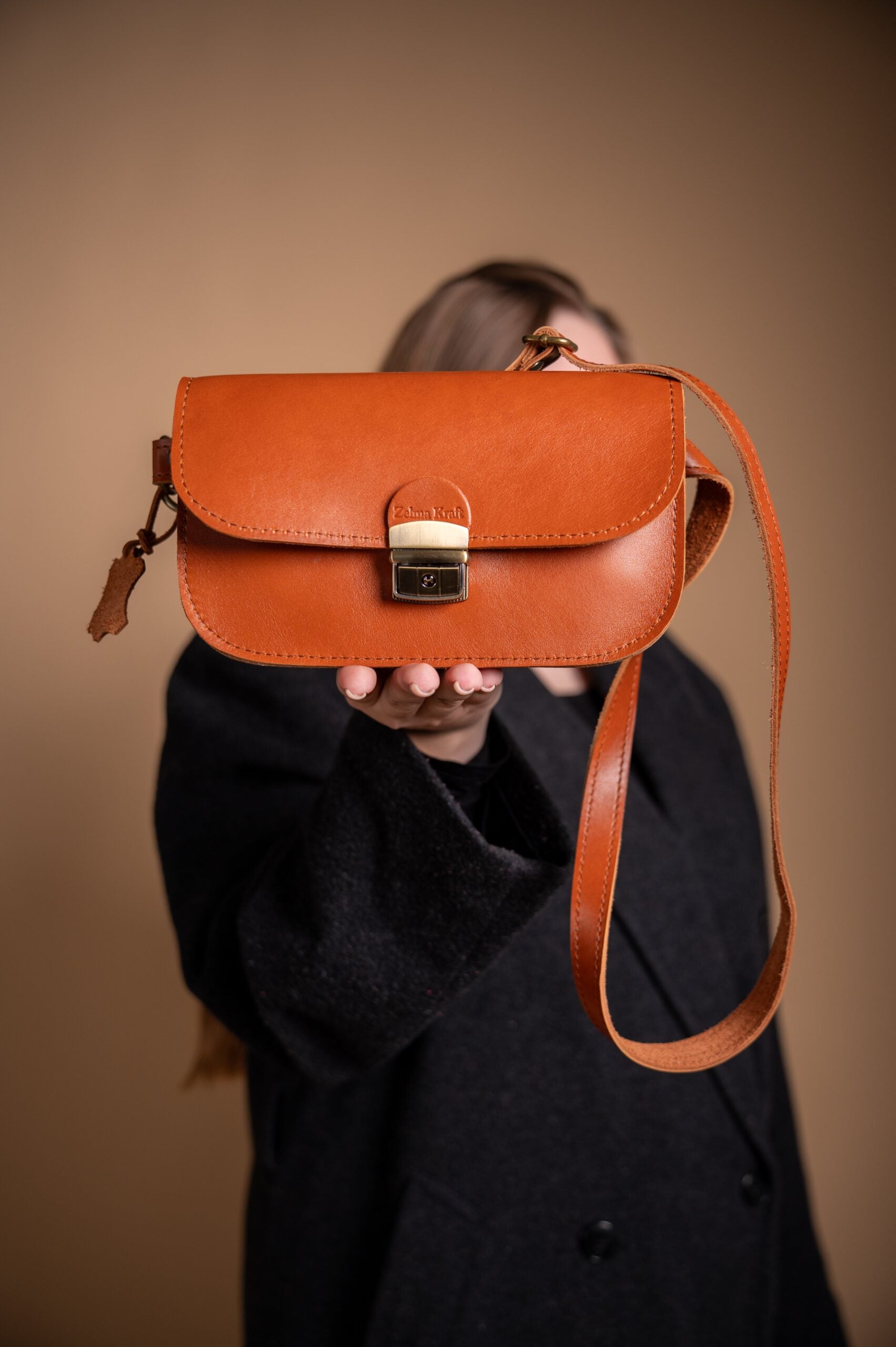 Natural Leather Saddle Bag Mini - Light Brown - ROODS PROJECT