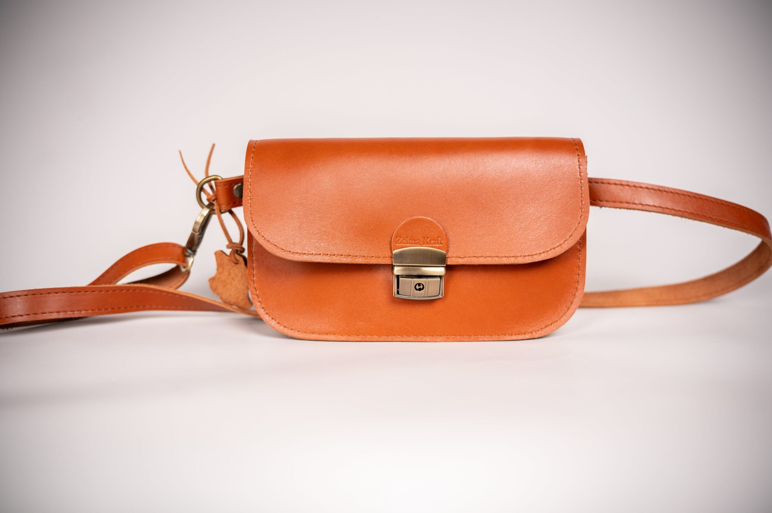 Natural Leather Saddle Bag Mini - Light Brown - ROODS PROJECT