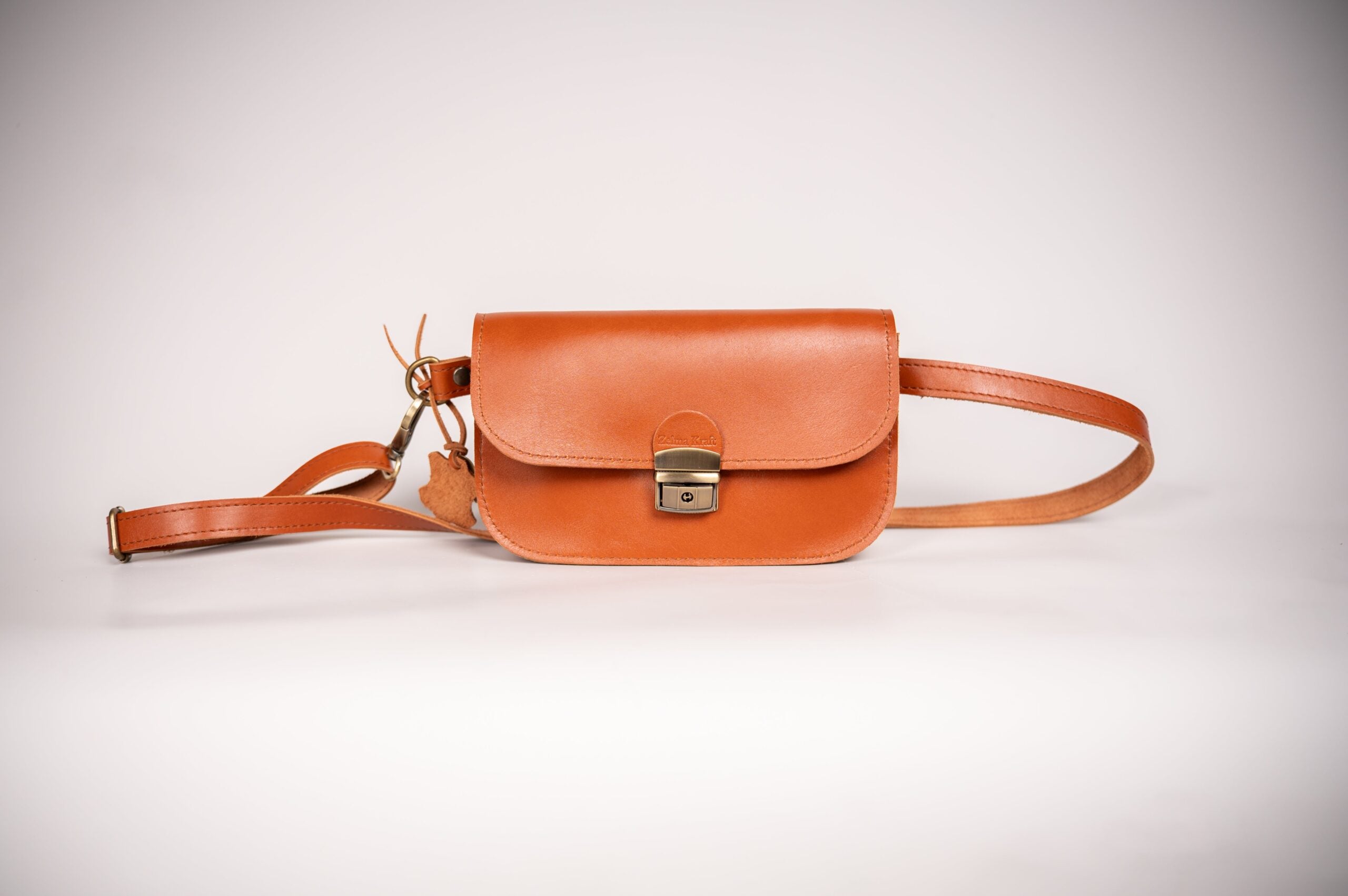 Natural Leather Saddle Bag Mini - Light Brown - ROODS PROJECT