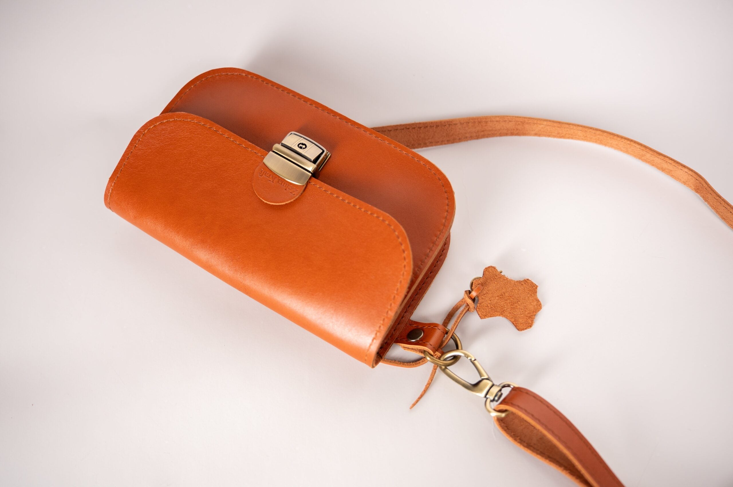 Natural Leather Saddle Bag Mini - Light Brown - ROODS PROJECT