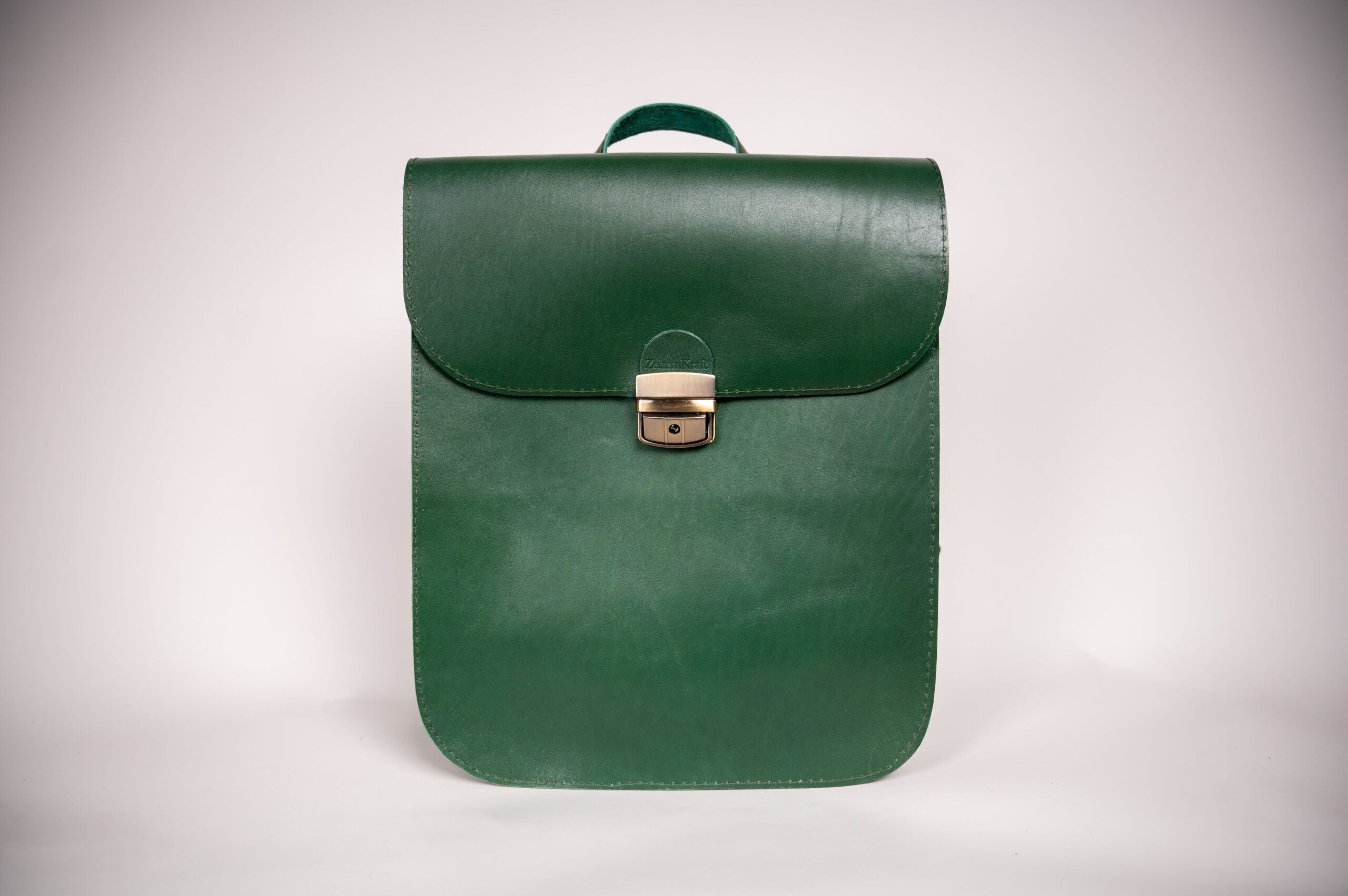 Natural Leather Saddle Backpack - Green - ROODS PROJECT