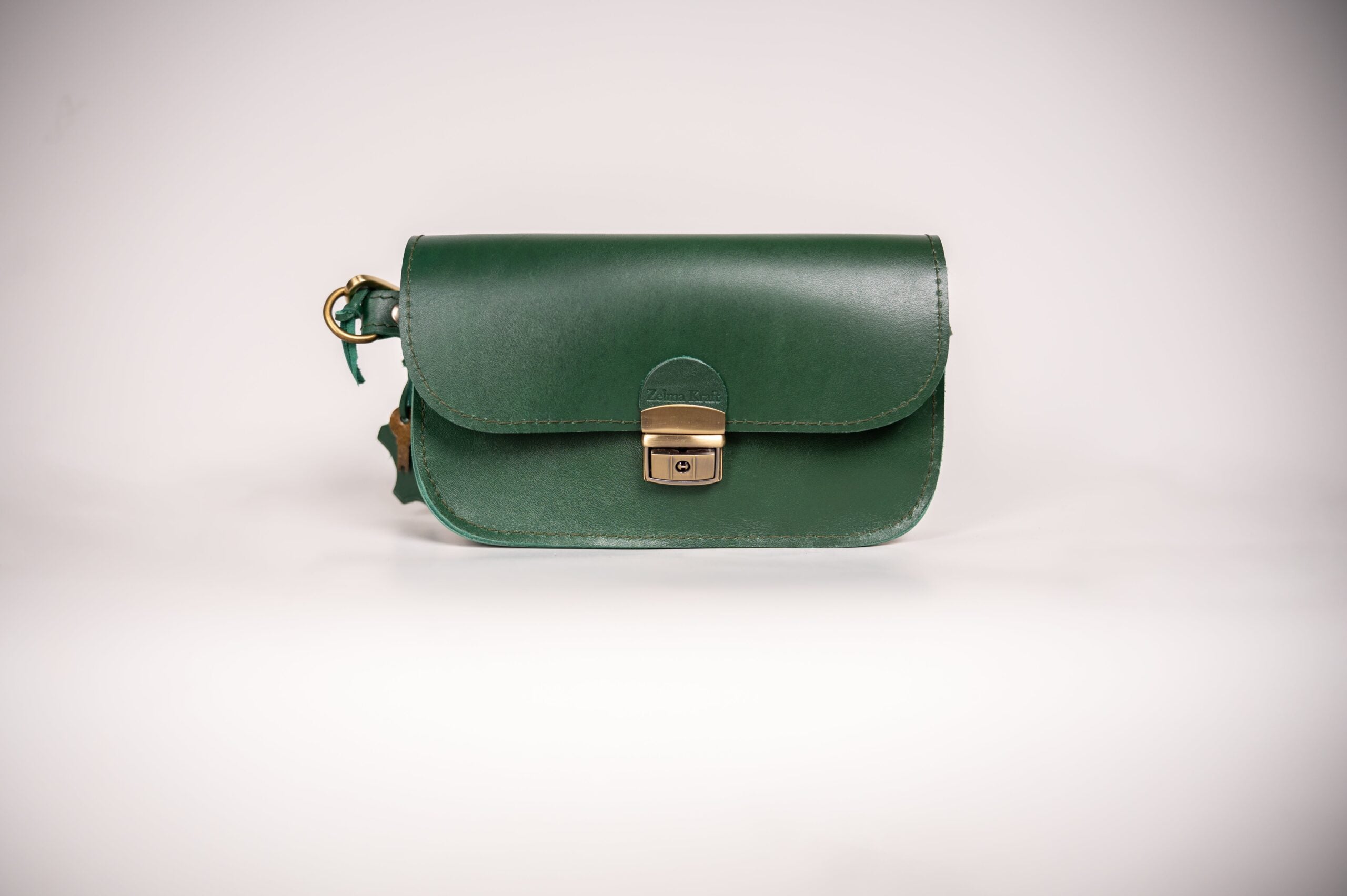 Natural Leather Saddle Bag Mini - Green - ROODS PROJECT