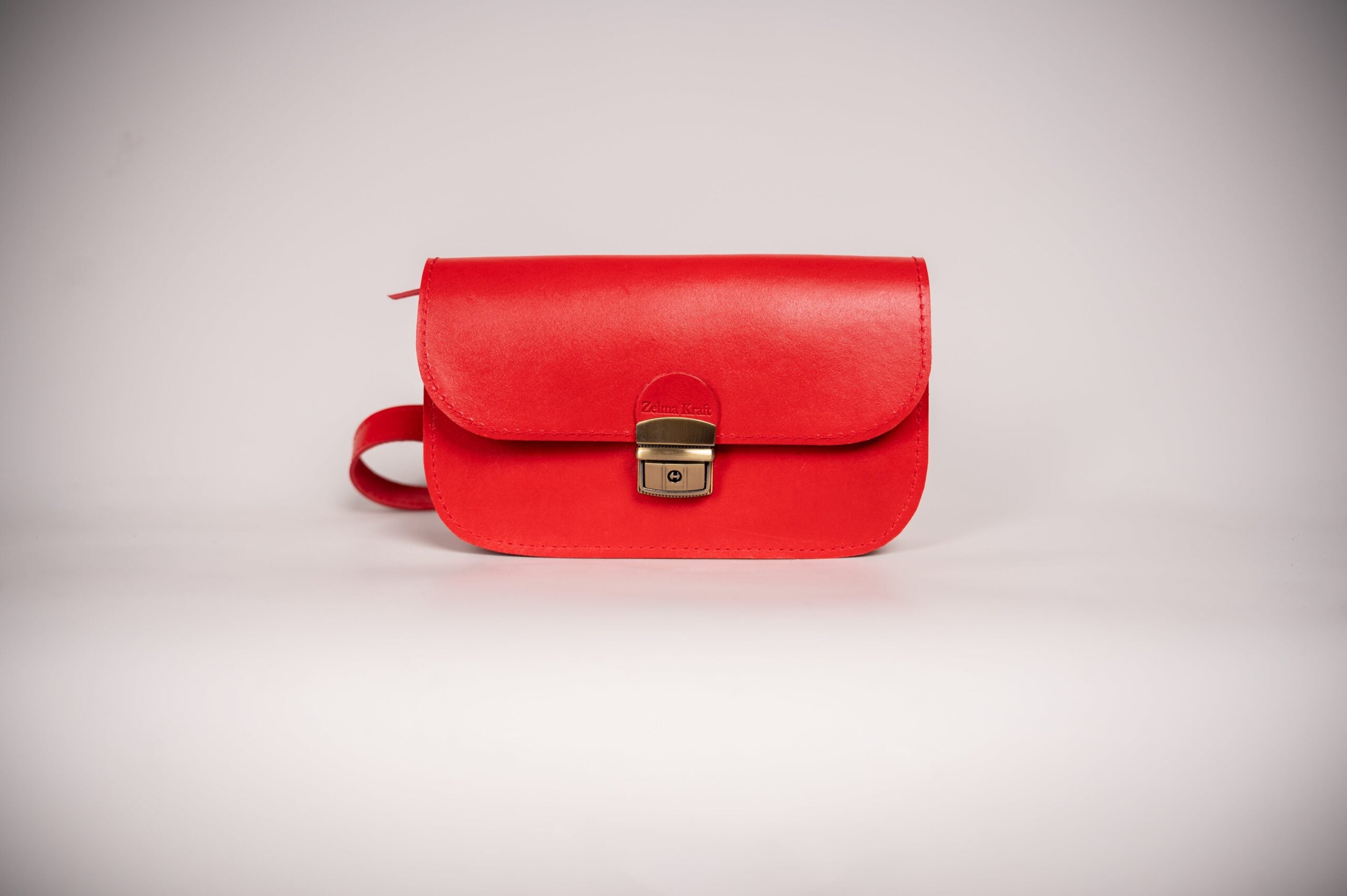 Natural Leather Saddle Bag Mini - Red - ROODS PROJECT