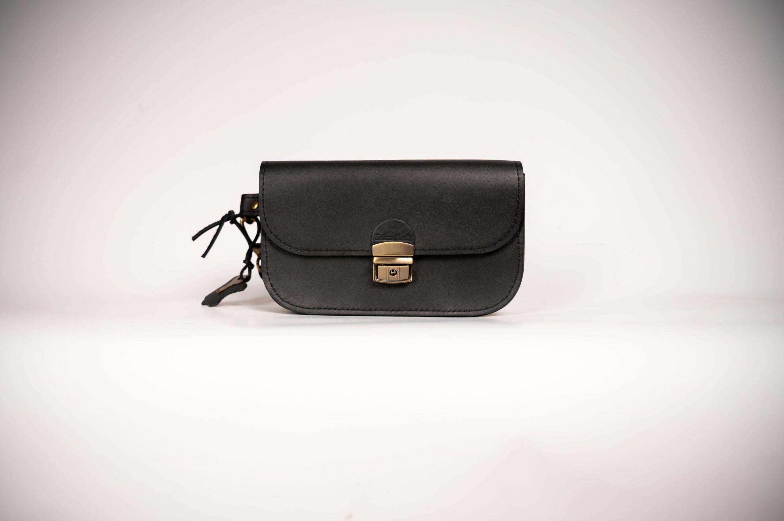 Natural Leather Saddle Bag Mini - Black - ROODS PROJECT