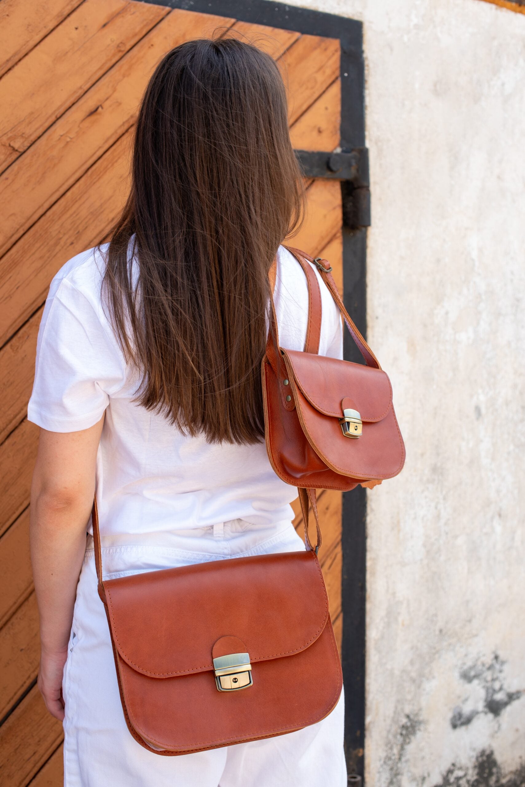 Natural Leather Saddle Bag Large – Light Brown - ROODS PROJECT