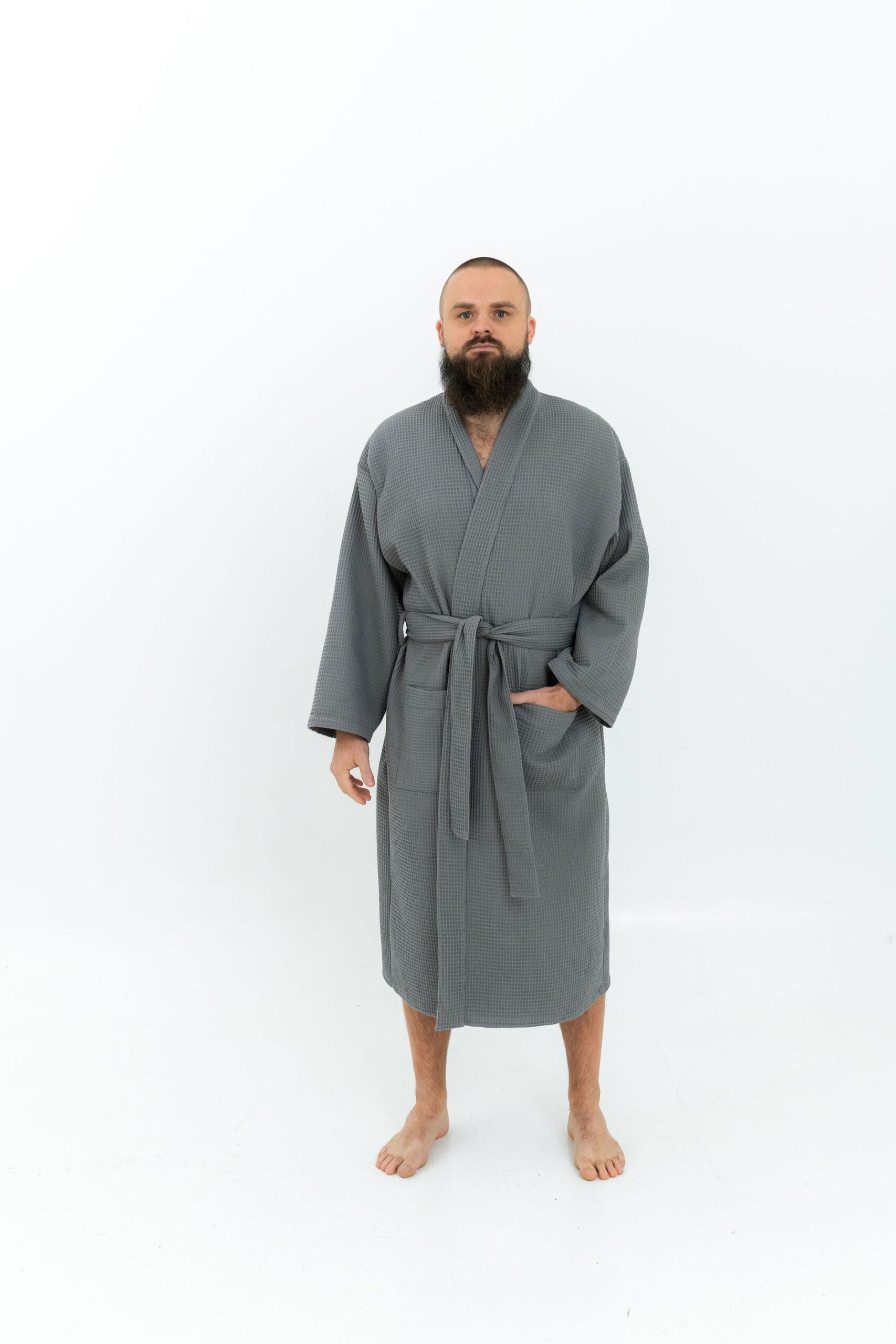 Waffle Fabric Robe for Men