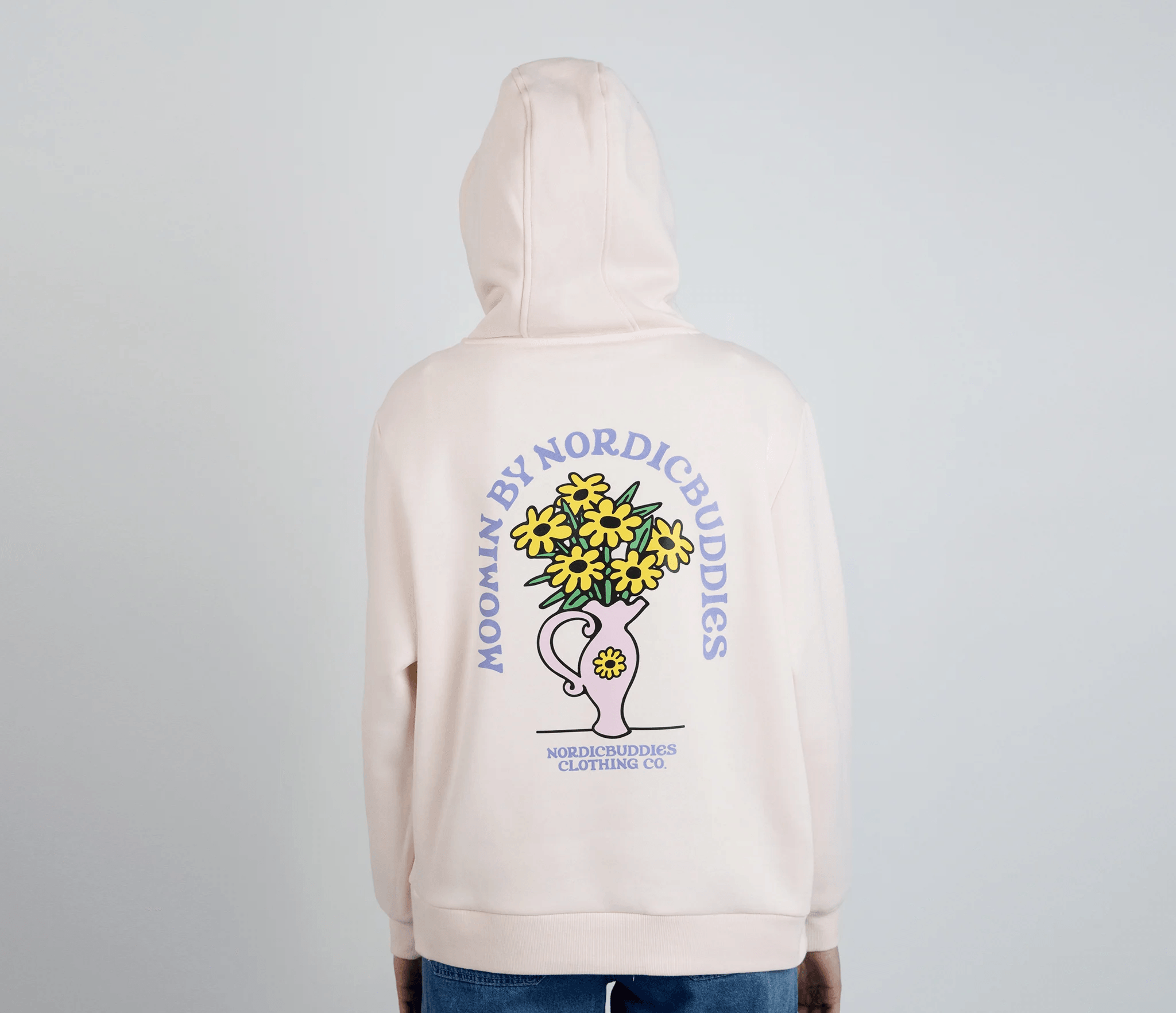 Sniff Flower Bouquet Hoodie Ladies - Light Pink