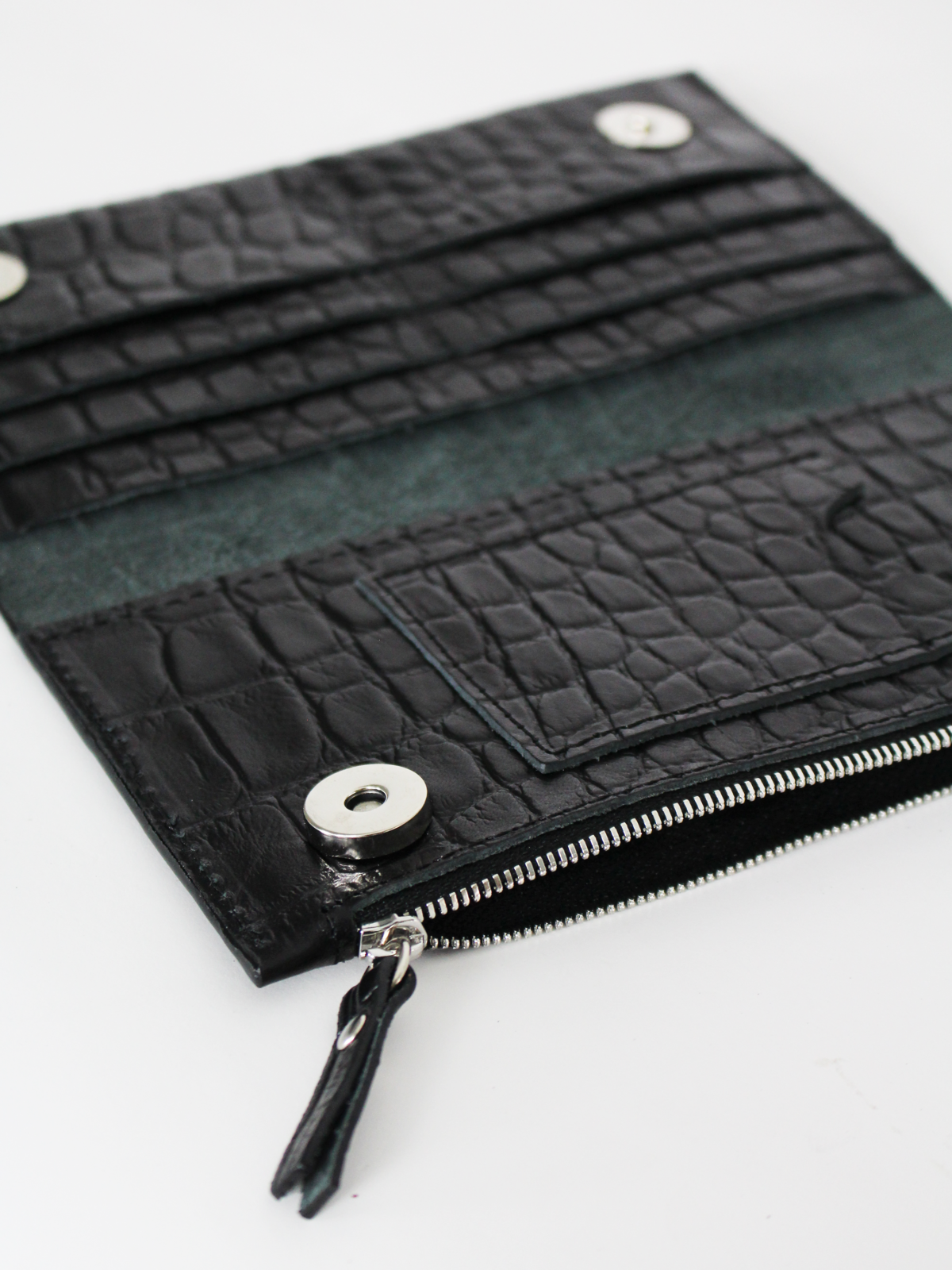 Classic Leather Wallet TAAL - Black Croco - ROODS PROJECT