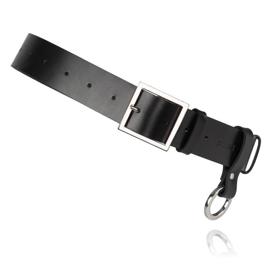 Black Leather Unisex Belt Oslo - ROODS PROJECT