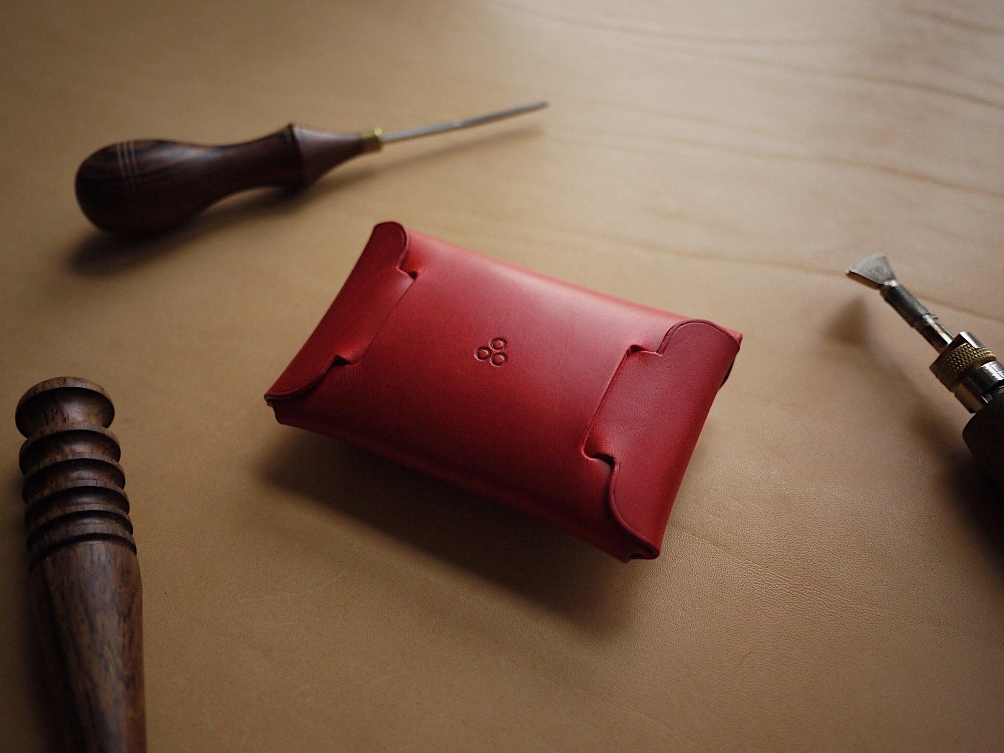 Button leather wallet - Red - ROODS PROJECT