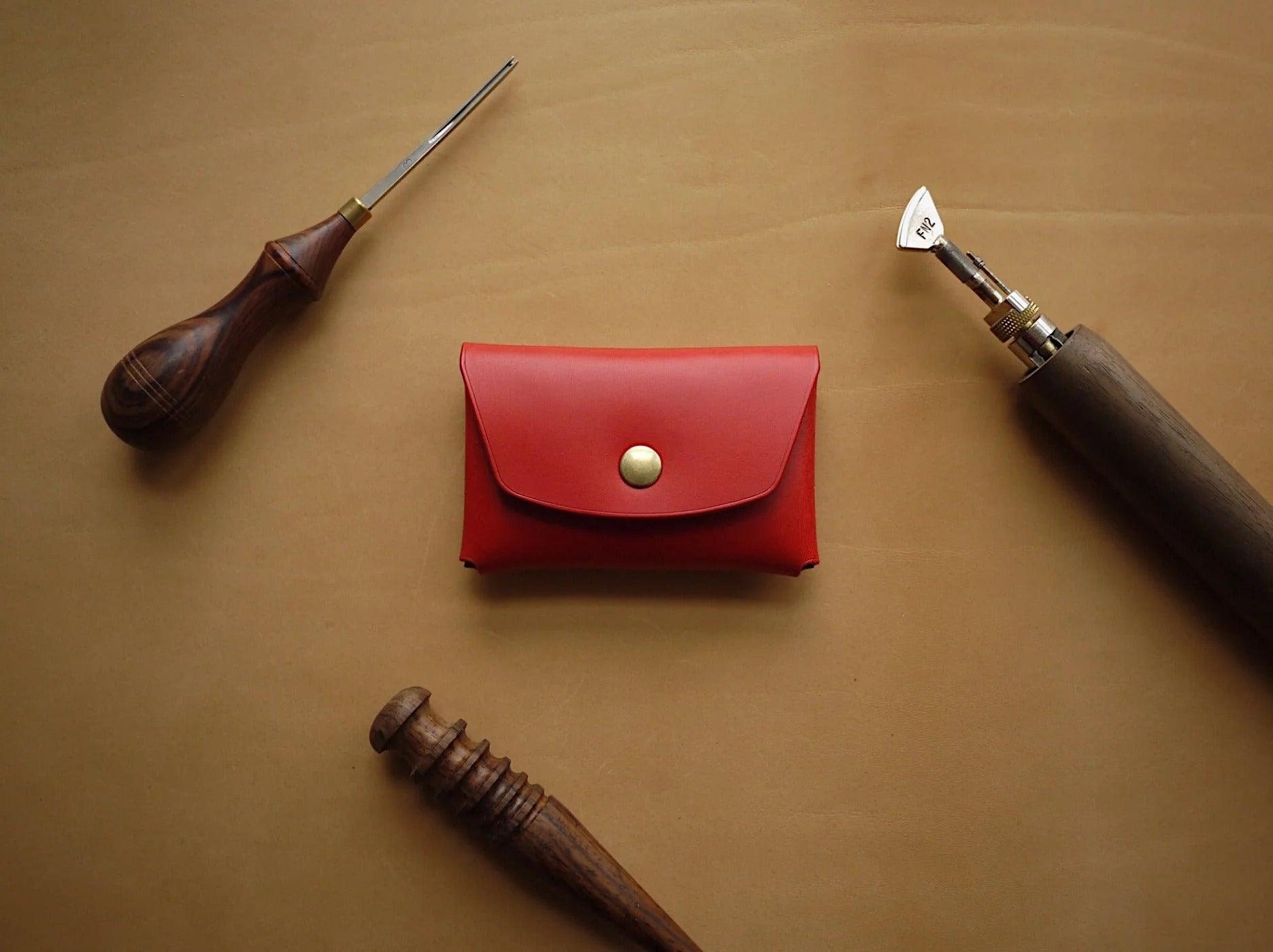 Button leather wallet - Red - ROODS PROJECT