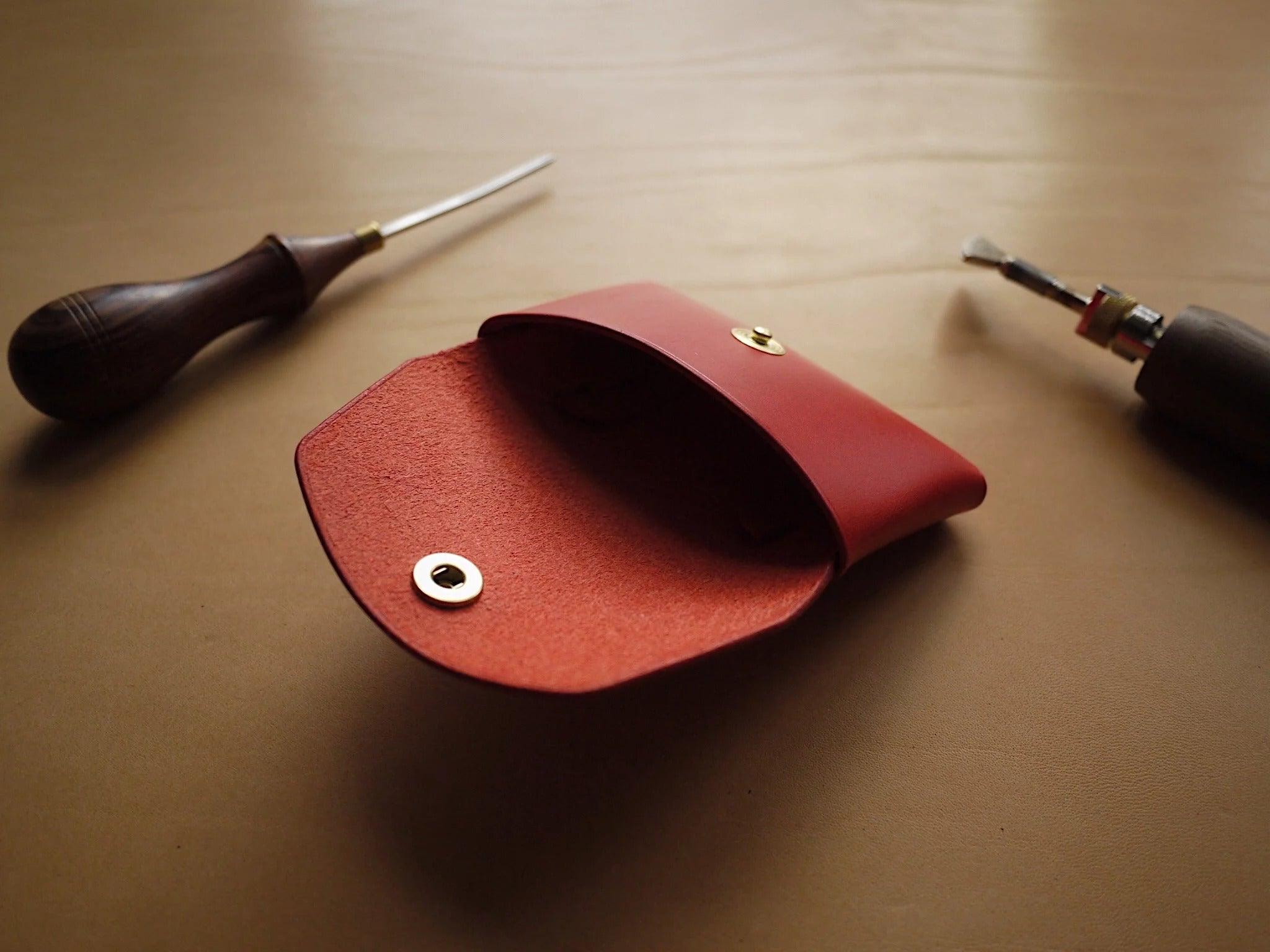 Button leather wallet - Red - ROODS PROJECT