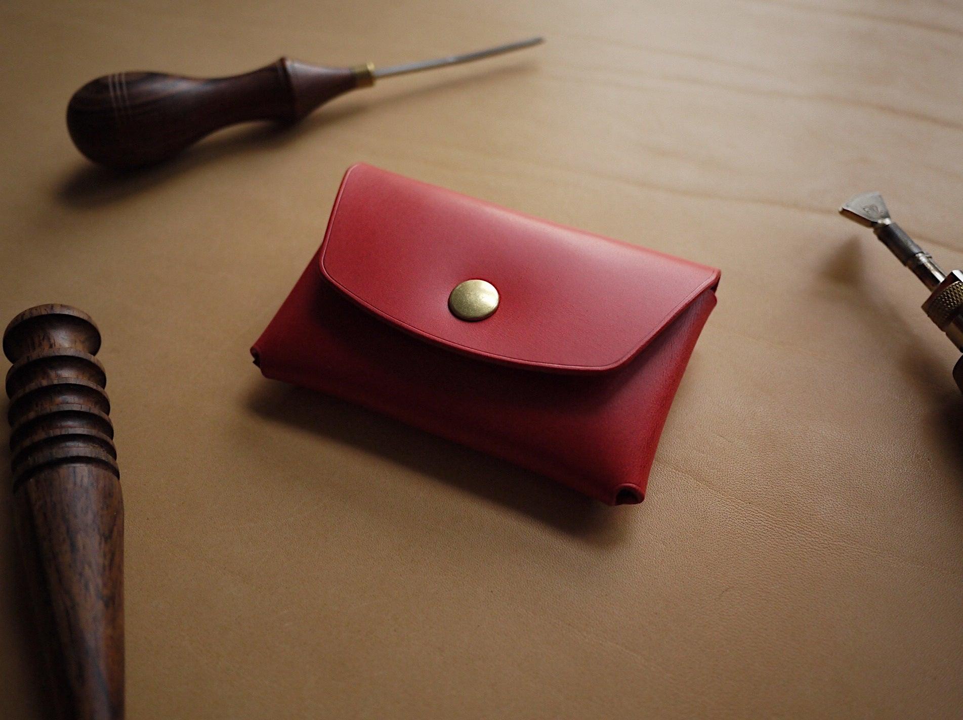 Button leather wallet - Red - ROODS PROJECT