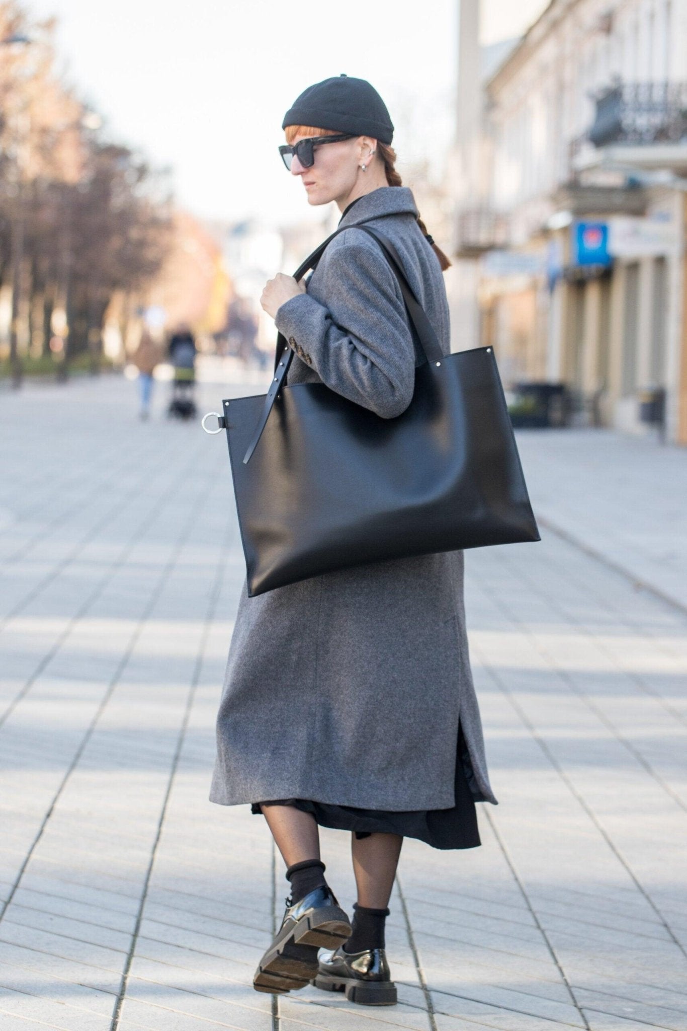 Large Handbag Adele - Genuine Black Leather - ROODS PROJECT