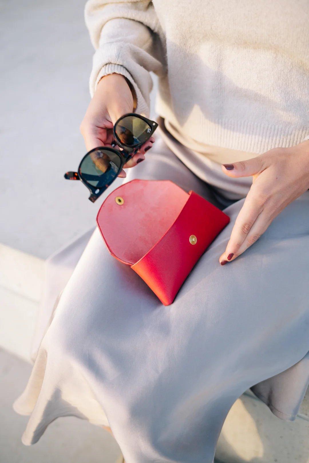 Leather Sunglasses Case - Red - ROODS PROJECT