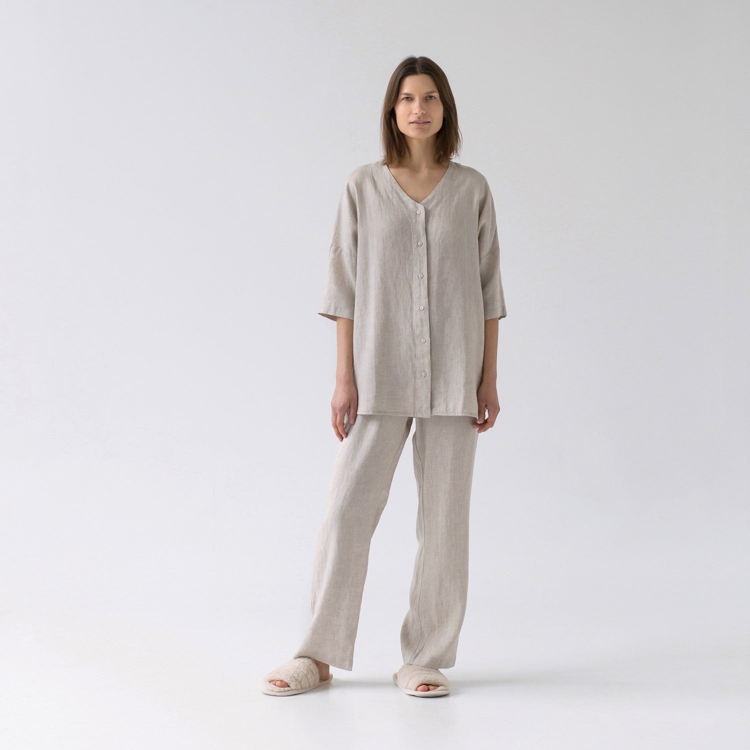 Linen Primrose Loungewear Set - Melange - ROODS PROJECT