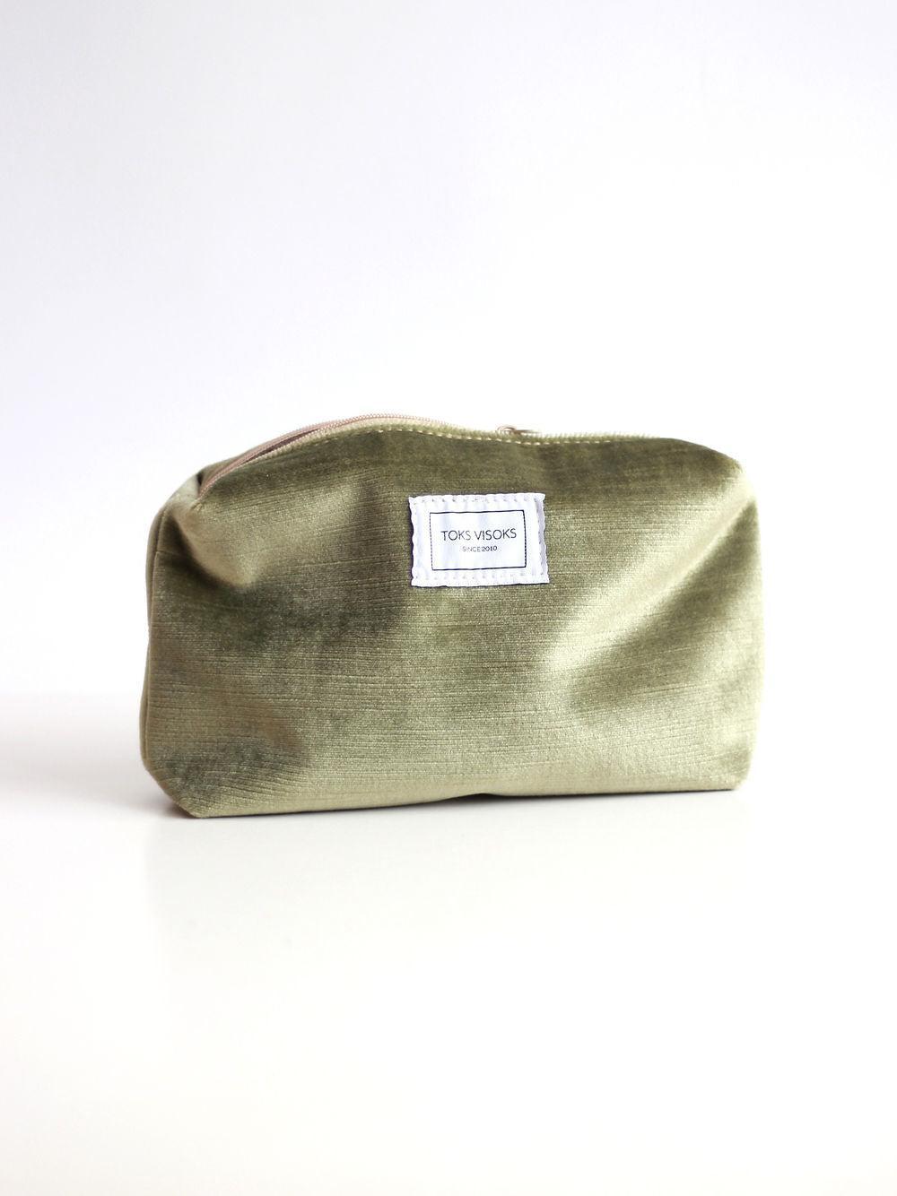 LORNA Makeup Bag - Olive Velvet - ROODS PROJECT