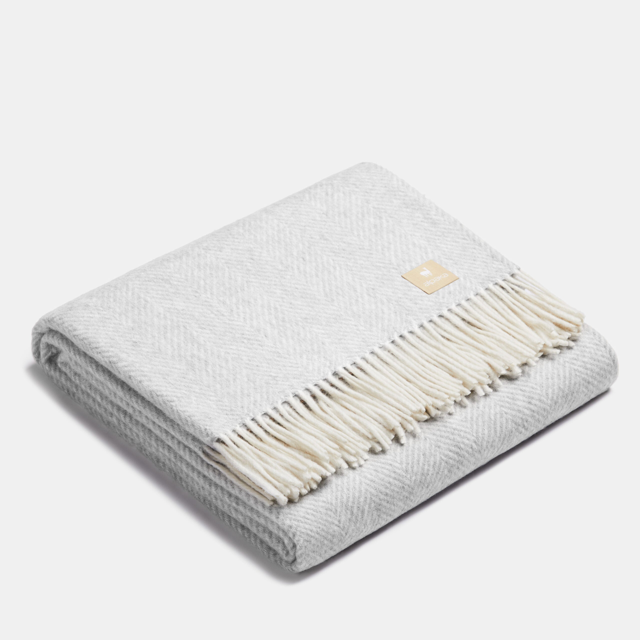 Natural Alpaca Wool Throw - Classic Fishbone - ROODS PROJECT