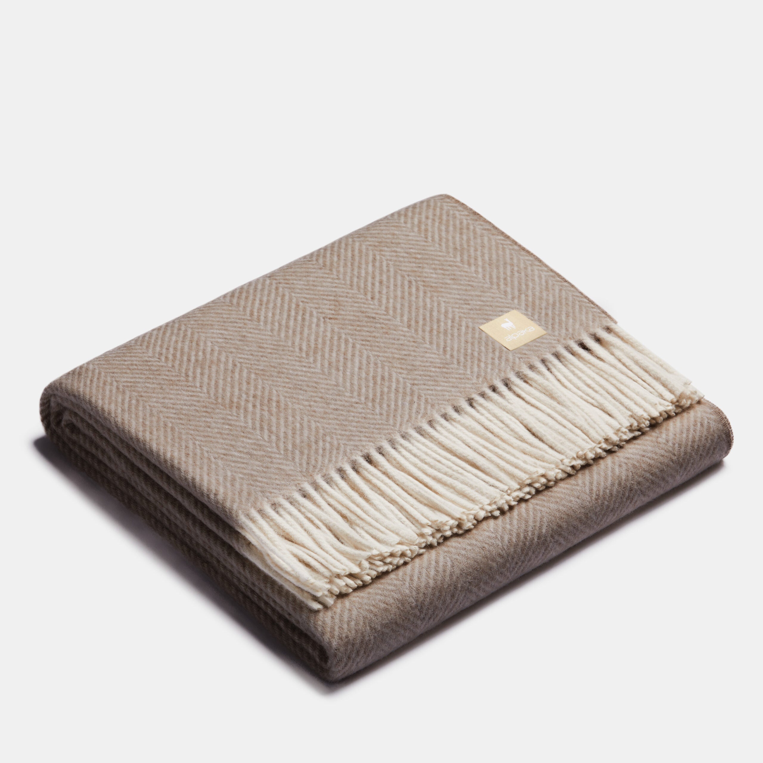 Natural Alpaca Wool Throw - Classic Fishbone - ROODS PROJECT