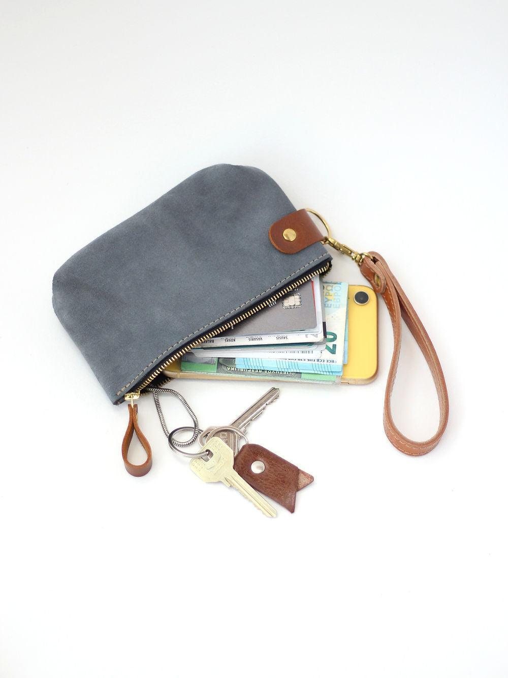 POUCH Wallet - Grey Suede - ROODS PROJECT