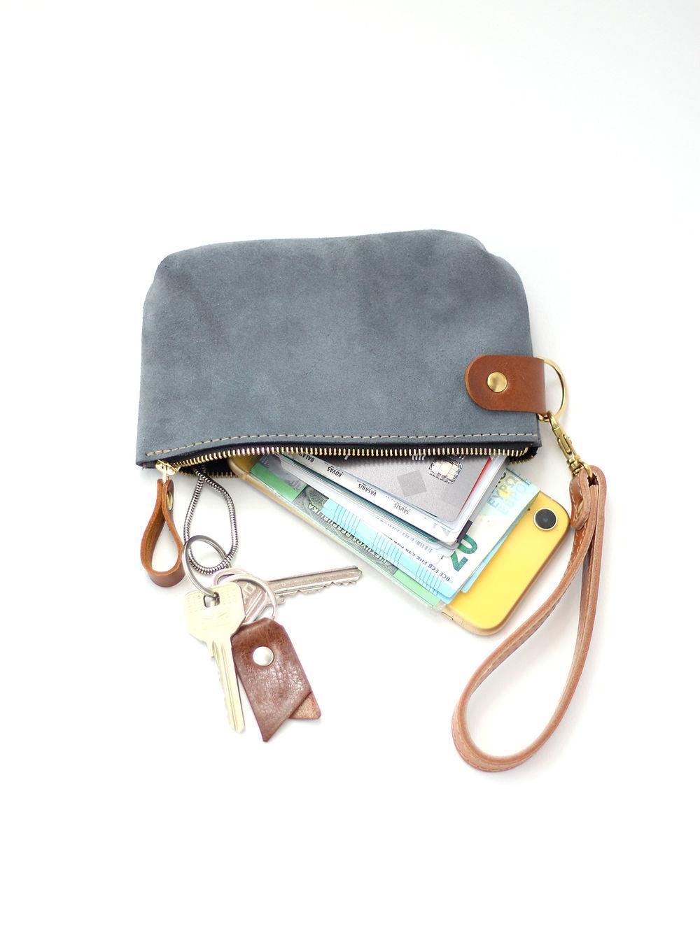 POUCH Wallet - Grey Suede - ROODS PROJECT