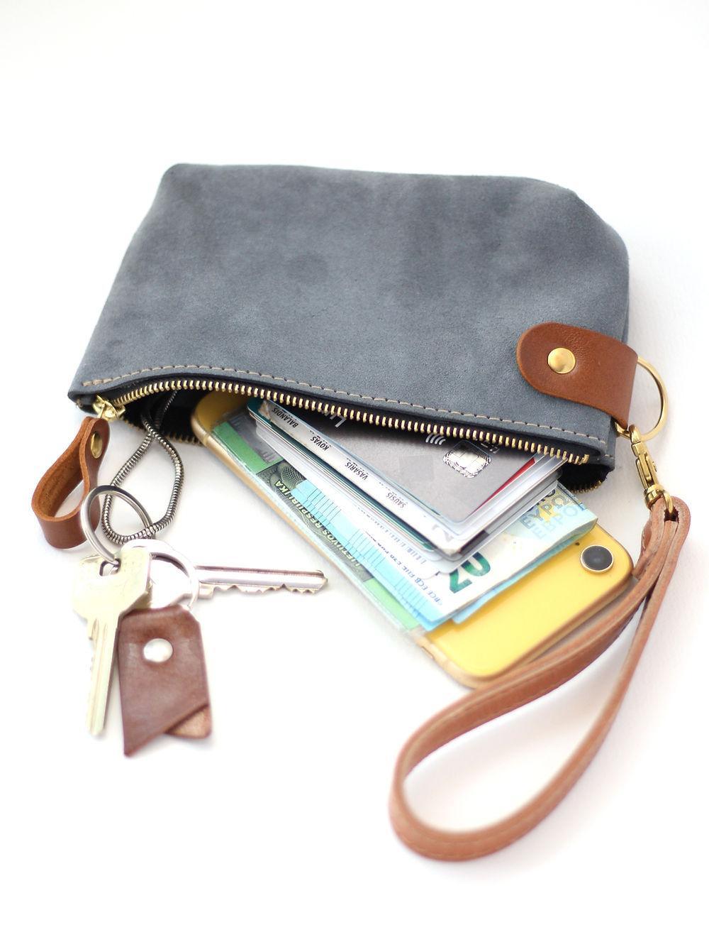 POUCH Wallet - Grey Suede - ROODS PROJECT