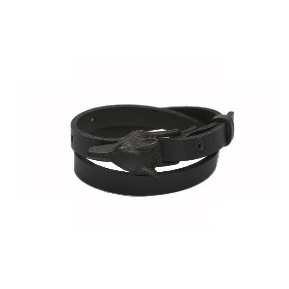 Wolf Leather Bracelet - Black Matte - ROODS PROJECT