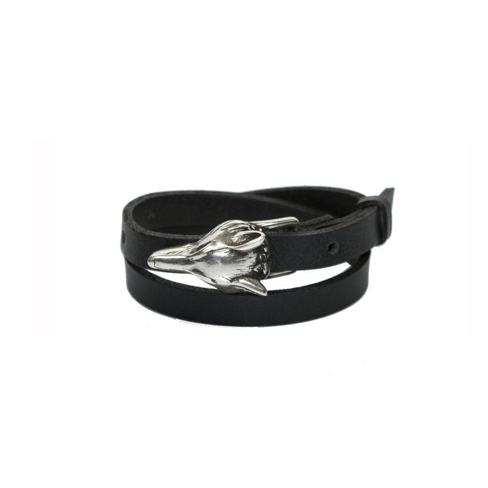 Wolf Leather Bracelet - Silver Matte - ROODS PROJECT